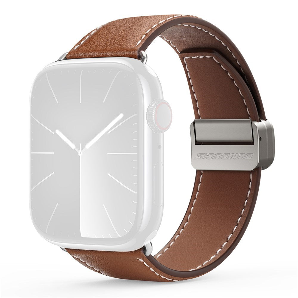 Apple Watch (42/44/SE/45/46/49 mm) DUX DUCIS Klokkerem i Kunstskinn – Brun