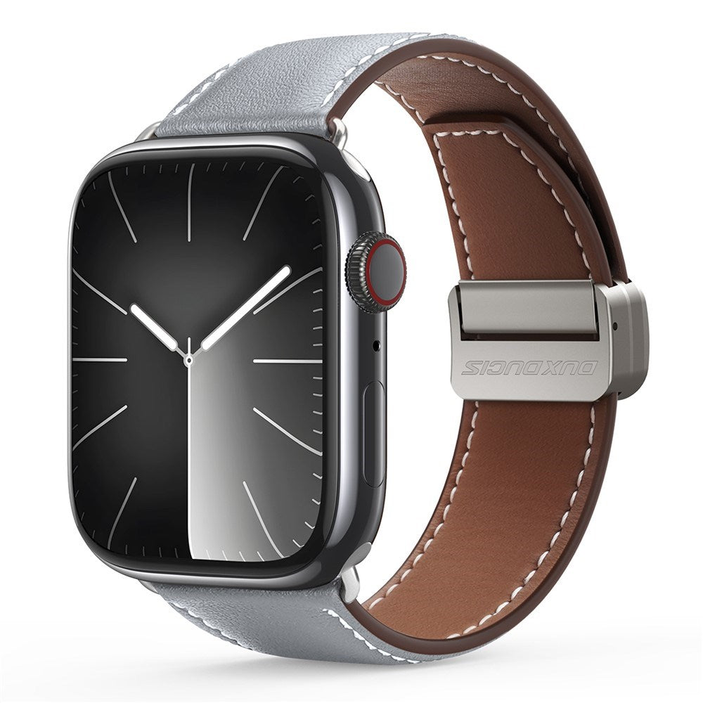 Apple Watch (42/44/SE/45/46/49 mm) DUX DUCIS Klokkerem i Kunstskinn – Grå