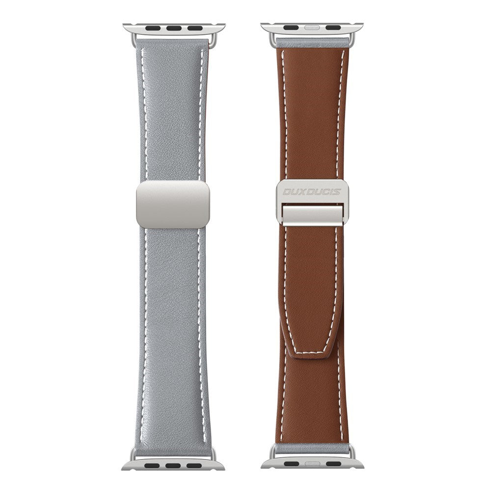 Apple Watch (42/44/SE/45/46/49 mm) DUX DUCIS Klokkerem i Kunstskinn – Grå