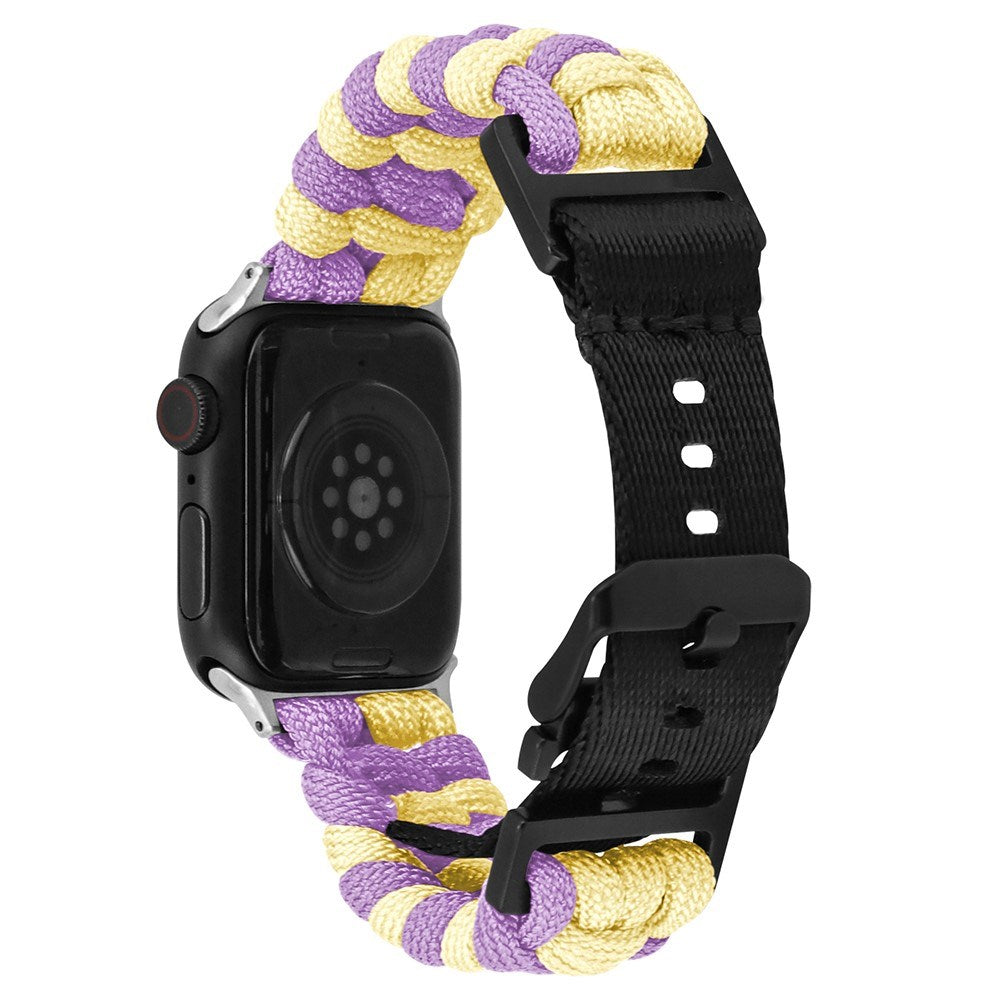 Apple Watch (38/40/SE/41/42mm) EIDERWOOD Flettet Nylon Reim - Gul / Lilla