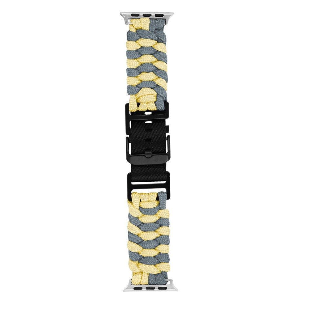 Apple Watch (42/44/SE/45/46/49mm) EIDERWOOD Flettet Nylon Reim - Gul / Grå