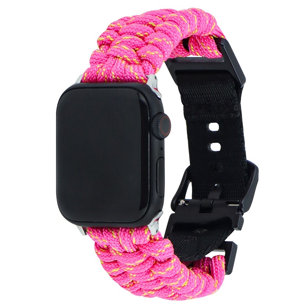 Apple Watch (42/44/SE/45/46/49mm) EIDERWOOD Flettet Nylon Reim - Gul / Rosa