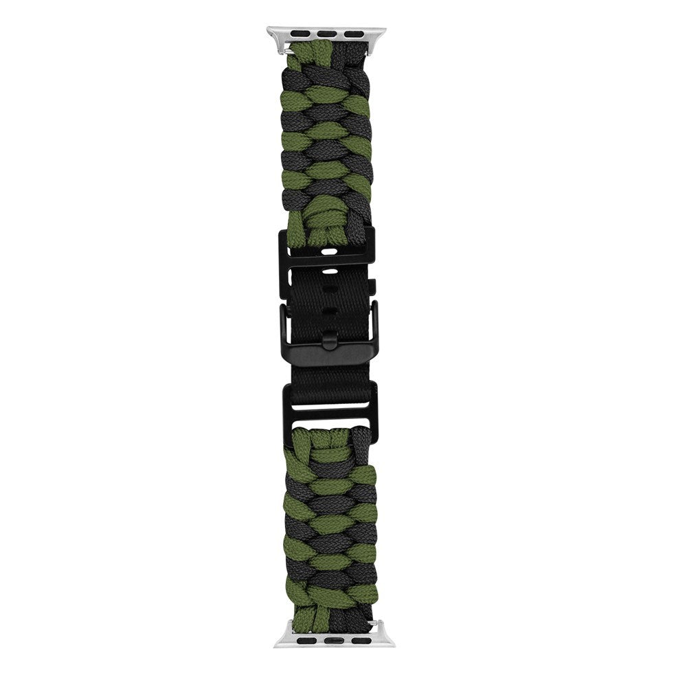 Apple Watch (42/44/SE/45/46/49mm) EIDERWOOD Flettet Nylon Reim - Grønn / Svart