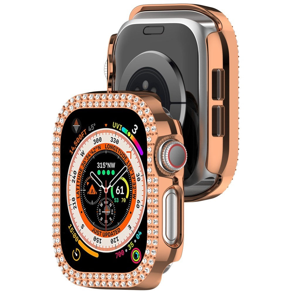 Apple Watch 11 / 10 (42mm) Hard Plastik Deksel - Rose Gold / Rhinsten