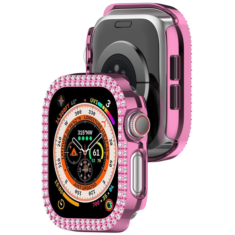 Apple Watch 11 / 10 (42mm) Hard Plastik Deksel - Pink / Rhinsten