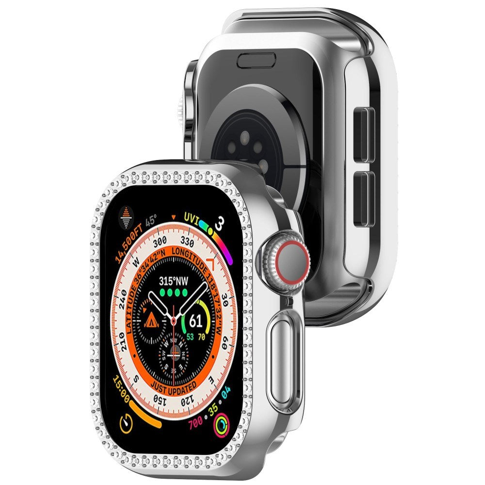 Apple Watch 11 / 10 (42mm) Hard Plast Deksel - Sølv / Rhinsten