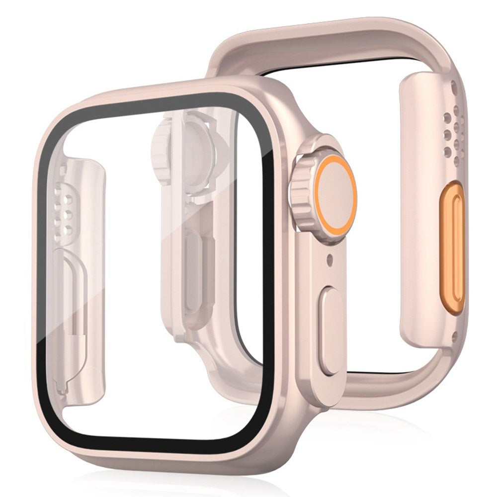 Apple Watch 11 / 10 (46mm) Hardt Plast Deksel m. Innebygd Skjermbeskyttelsesglass - Rose Gold