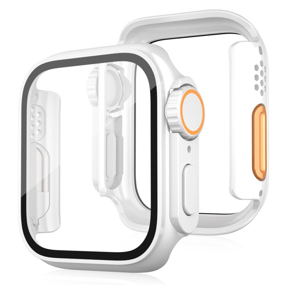 Apple Watch 11 / 10 (46mm) Hardt Plast Deksel m. Innebygd Skjermbeskyttelsesglass - Hvit