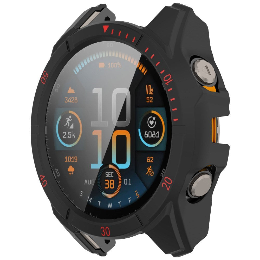 Garmin Tactix 8 AMOLED (47mm) Hardt Plast Deksel m. Beskyttelsesglass - Svart / Rød