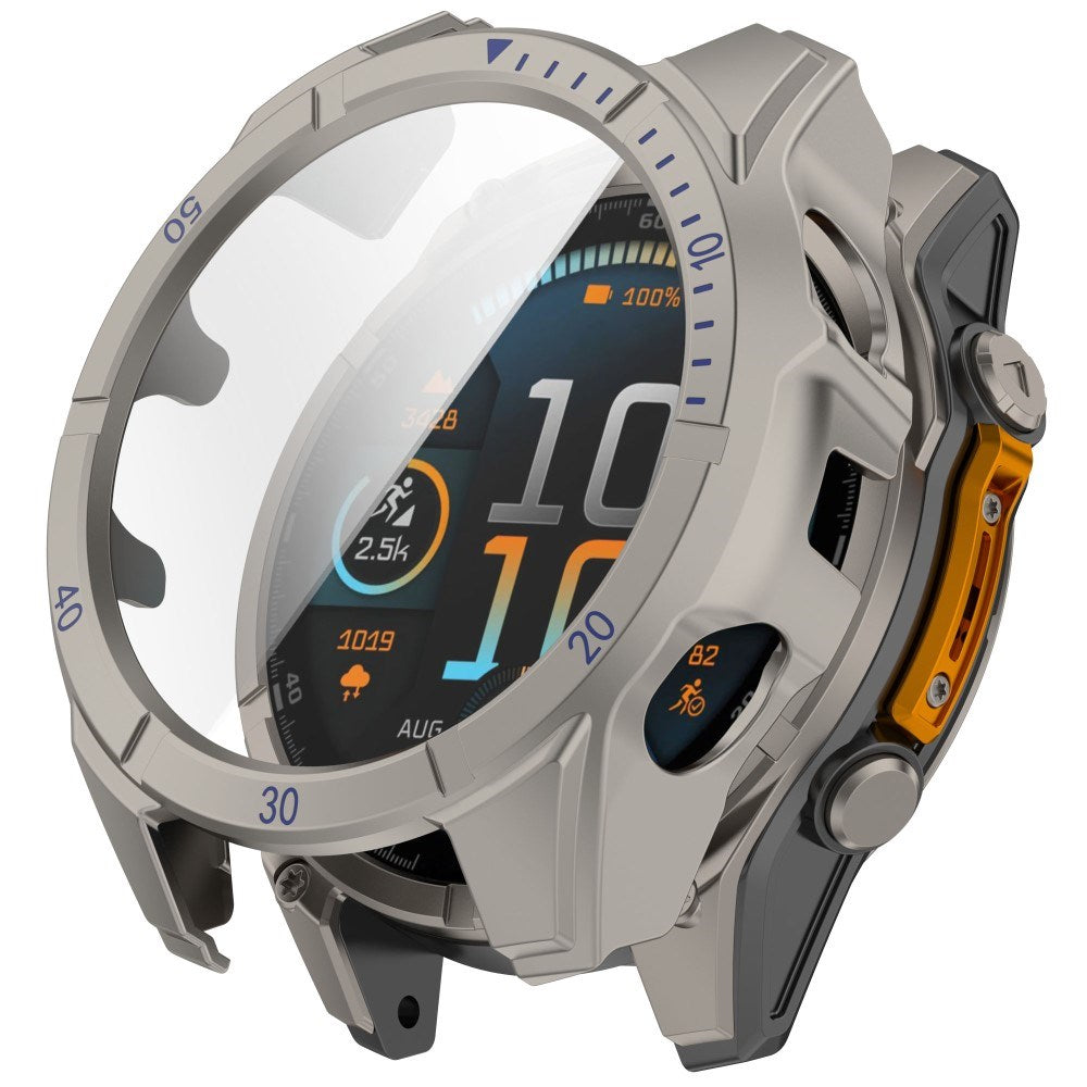 Garmin Tactix 8 AMOLED (47mm) Hardt Plast Deksel m. Beskyttelsesglass - Titanium / Blå