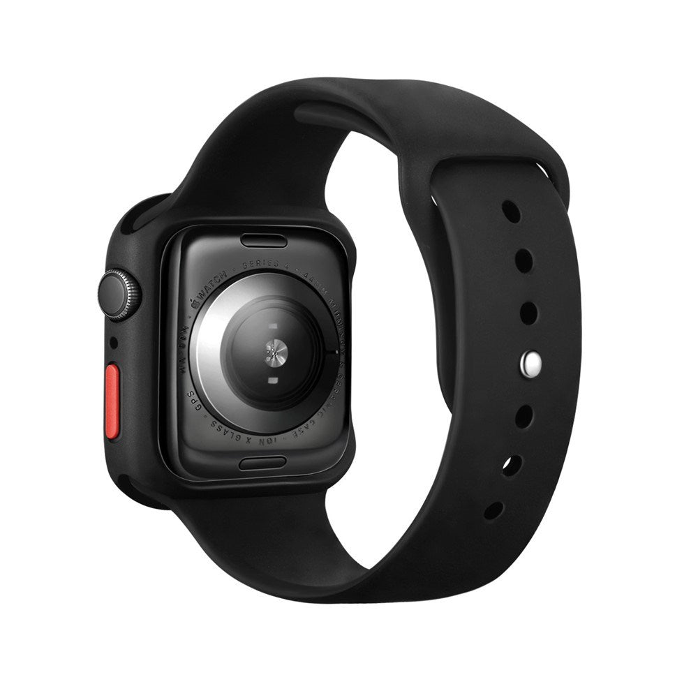 Apple Watch SE / 6 / 5 / 4 (44mm) Fleksibelt Plast Deksel m. Herdet Skjermbeskyttelsesglass - Svart