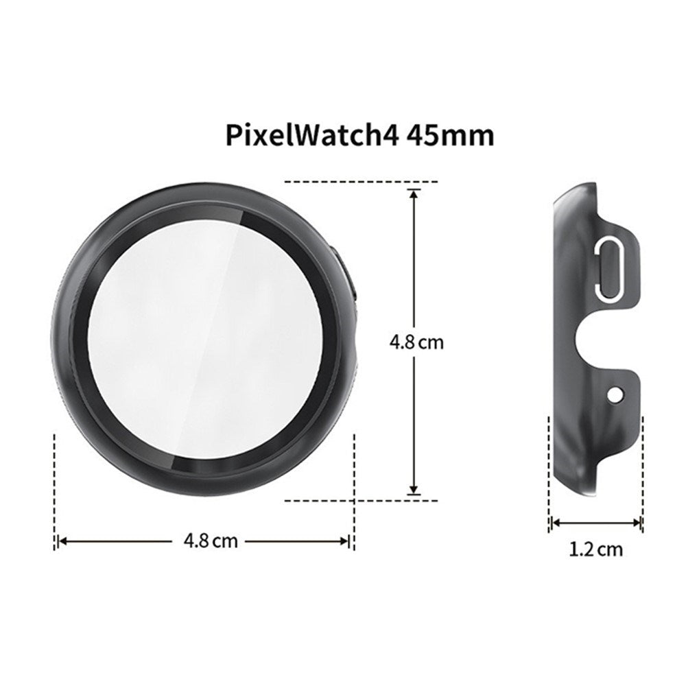 Google Pixel Watch 4 (45 mm) Hard Plast Deksel med Innebygd Skjermbeskytter – Sølv