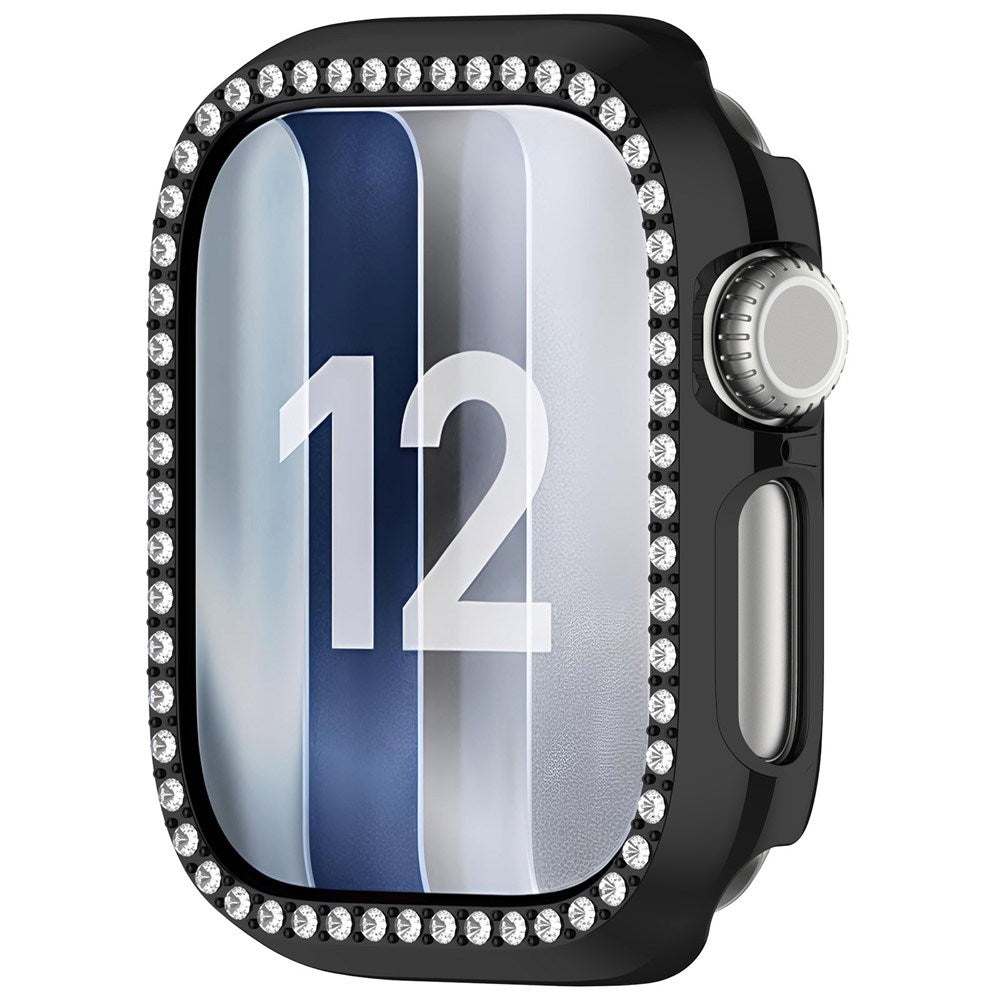 Apple Watch Series 12 (42mm) Hardt Plast Deksel - Svart & Rhinsten