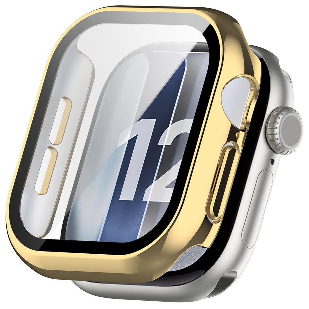 Apple Watch Series 12 (42mm) Hardt Plast Deksel med Innebygd Skjermbeskyttelsesglass - Gull
