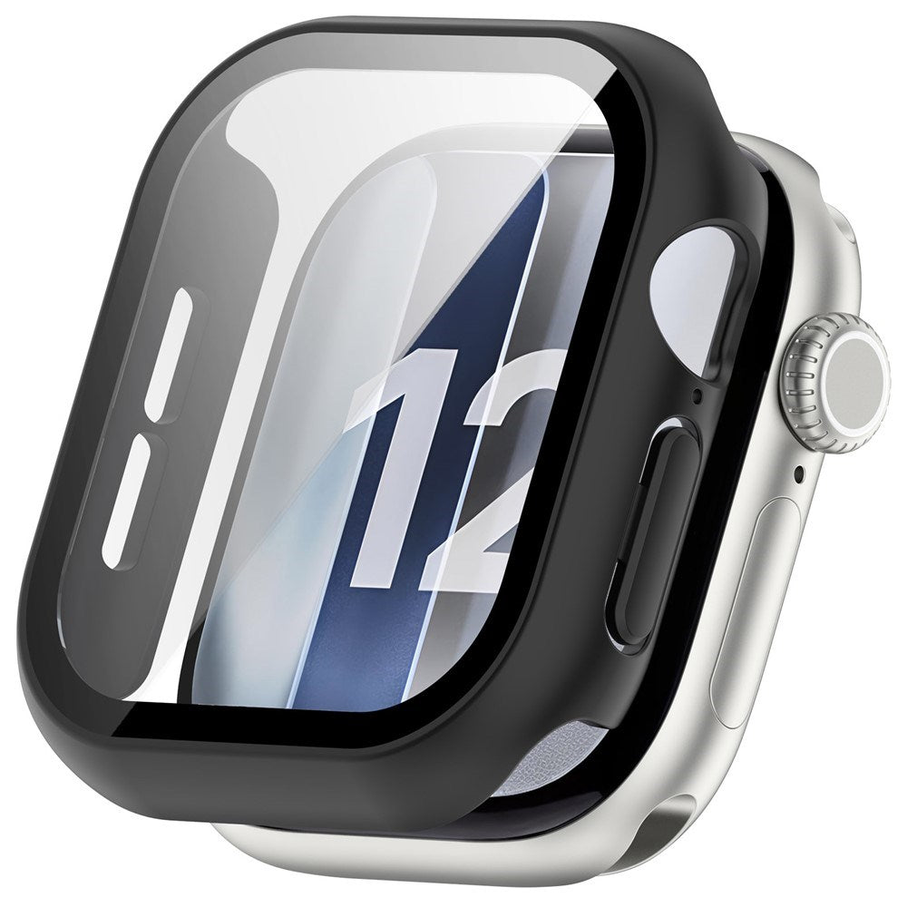 Apple Watch Series 12 (46mm) Hardt Plast Deksel med Innebygd Skjermbeskyttelsesglass - Svart