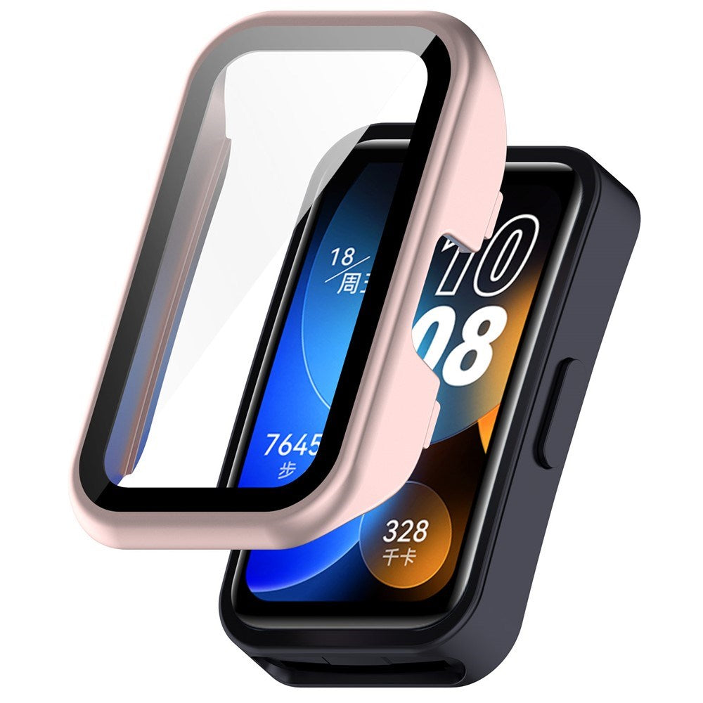 Huawei Band 10 / 9 / 8 EIDERWOOD Hard Plast Deksel m. Beskyttelsesglass – Rosa