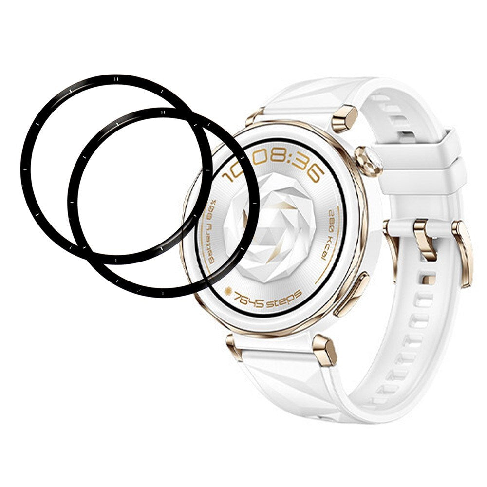 Huawei Watch 5 (42mm) Skjermbeskyttelsesfilm – 2 stk – Gjennomsiktig / Svart Kant