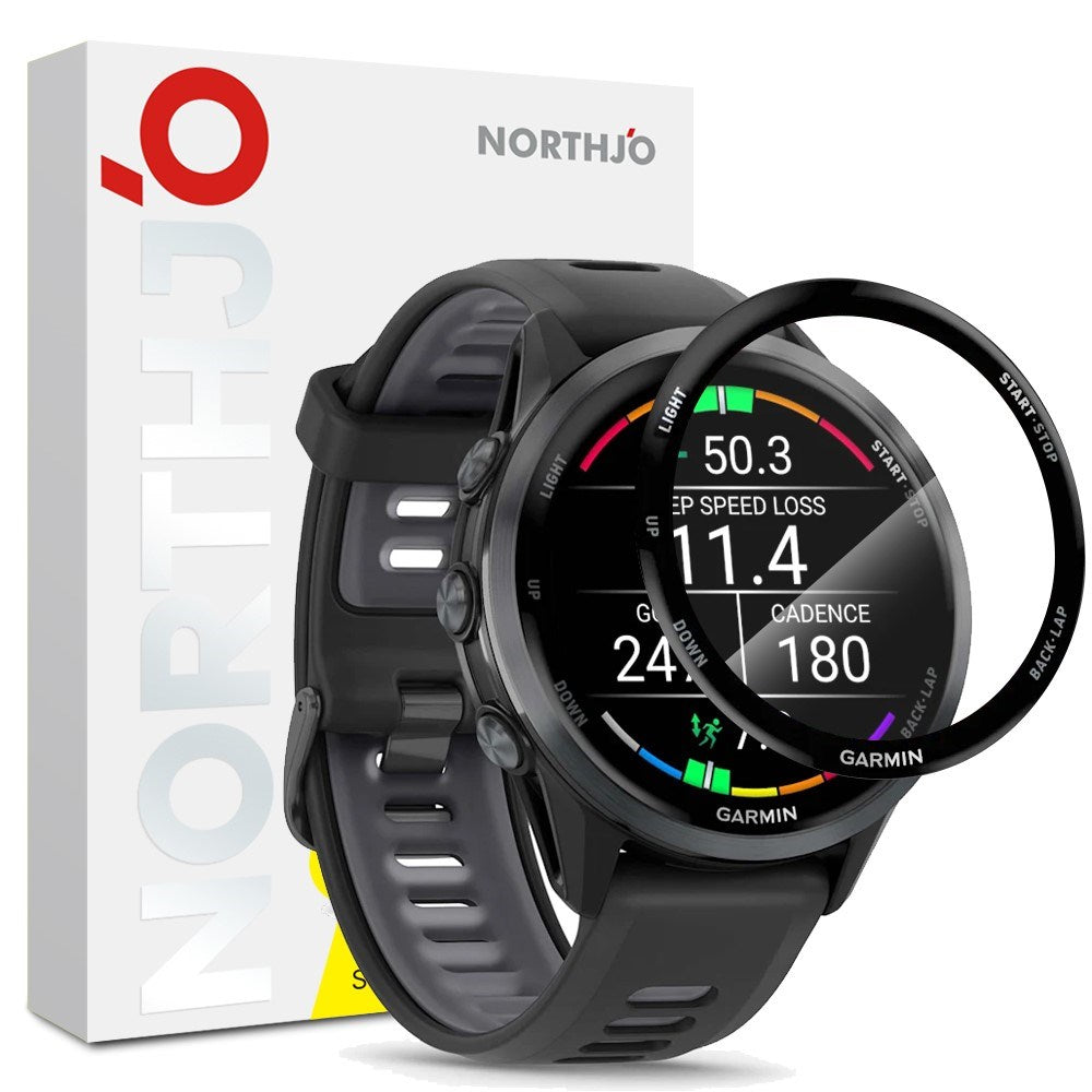 NORTHJO Garmin Forerunner 970 Skjermbeskytter - Gjennomsiktig / Svart Kant