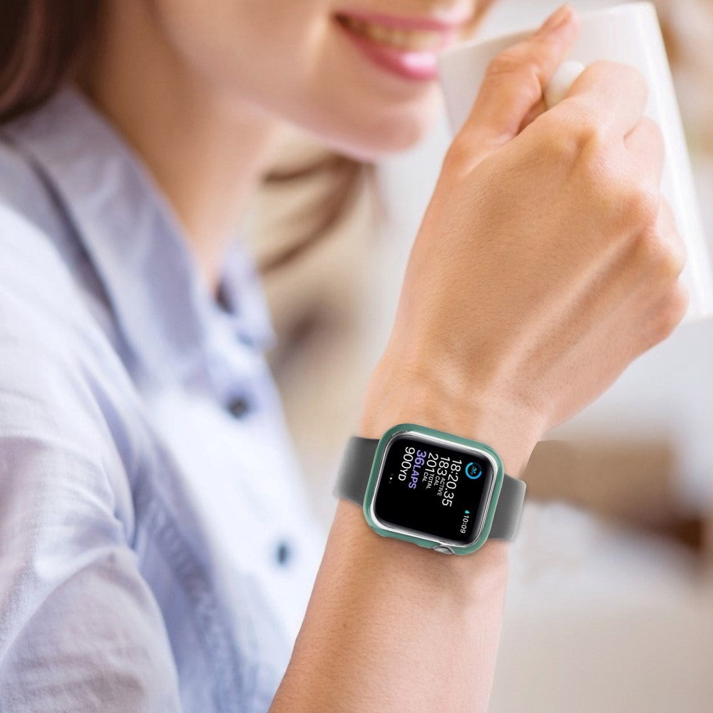 Apple Watch Ultra 4/3/2/1 (49mm) Hard Plastic Case m. Innebygd Skjermbeskyttelse - Grønn / Sølv