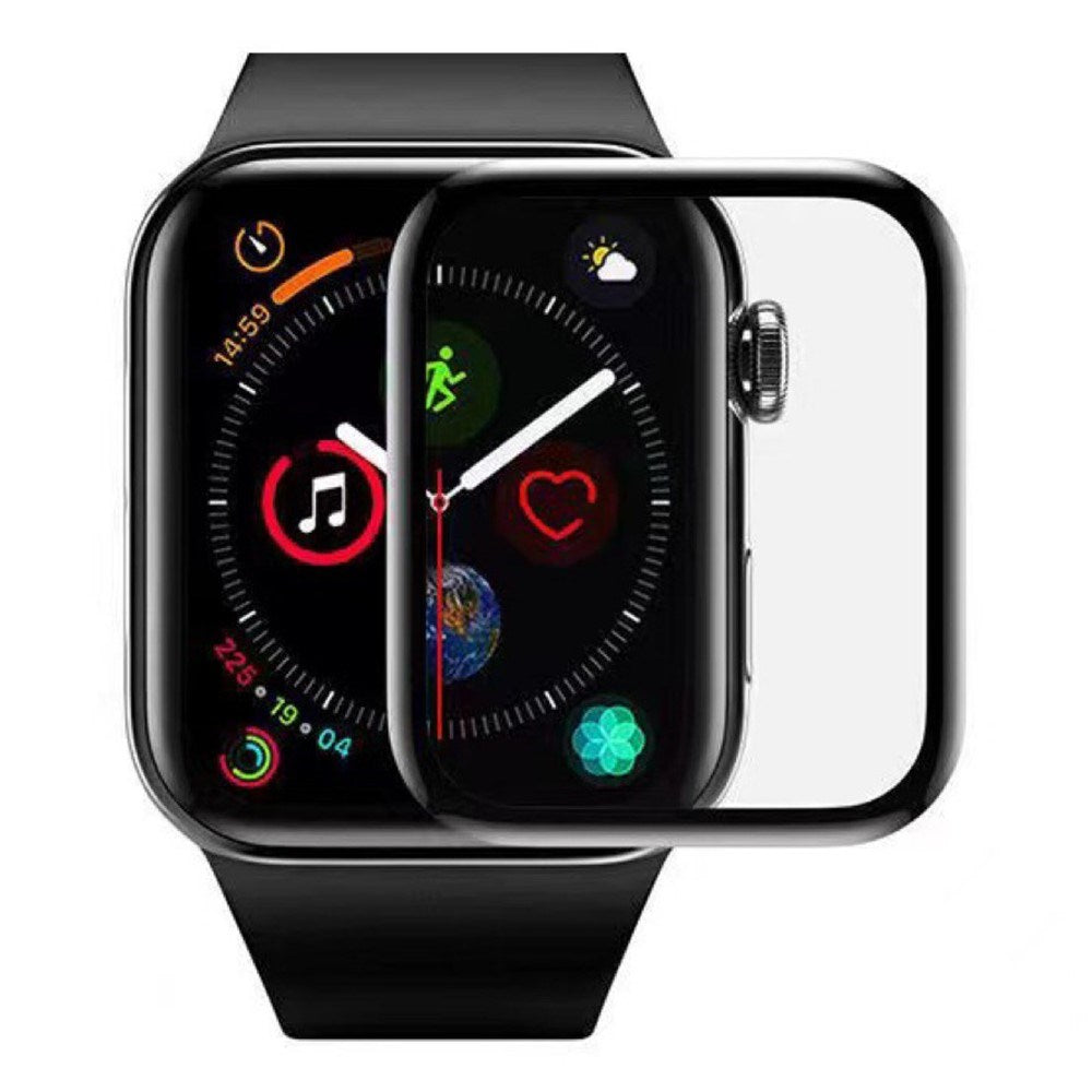 Apple Watch SE / 6 / 5 / 4 (44mm) Full Fit Beskyttelsesfilm m. Installasjonsverktøy - Gjennomsiktig / Svart