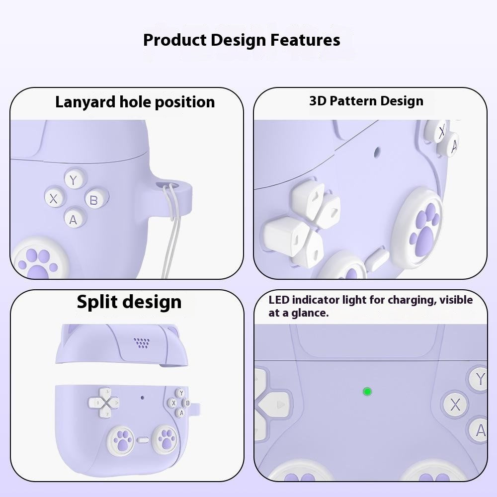 Apple AirPods Pro (3. Gen.) Silikon Katt Deksel m. Gamer Design - Lilla