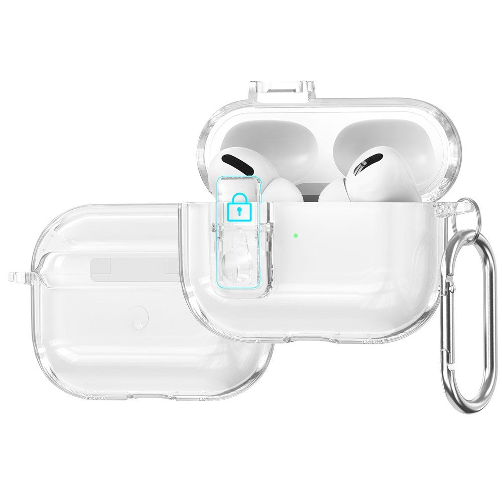 Apple AirPods Pro (3. gen.) Hybrid Plast Deksel m. Karabinkrok - Gjennomsiktig