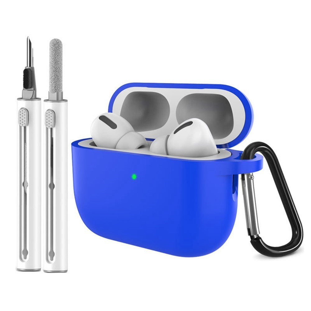 Apple AirPods Pro (3. gen.) Silikon Deksel m. Karabinkrok & Rengjøringspenn - Blue