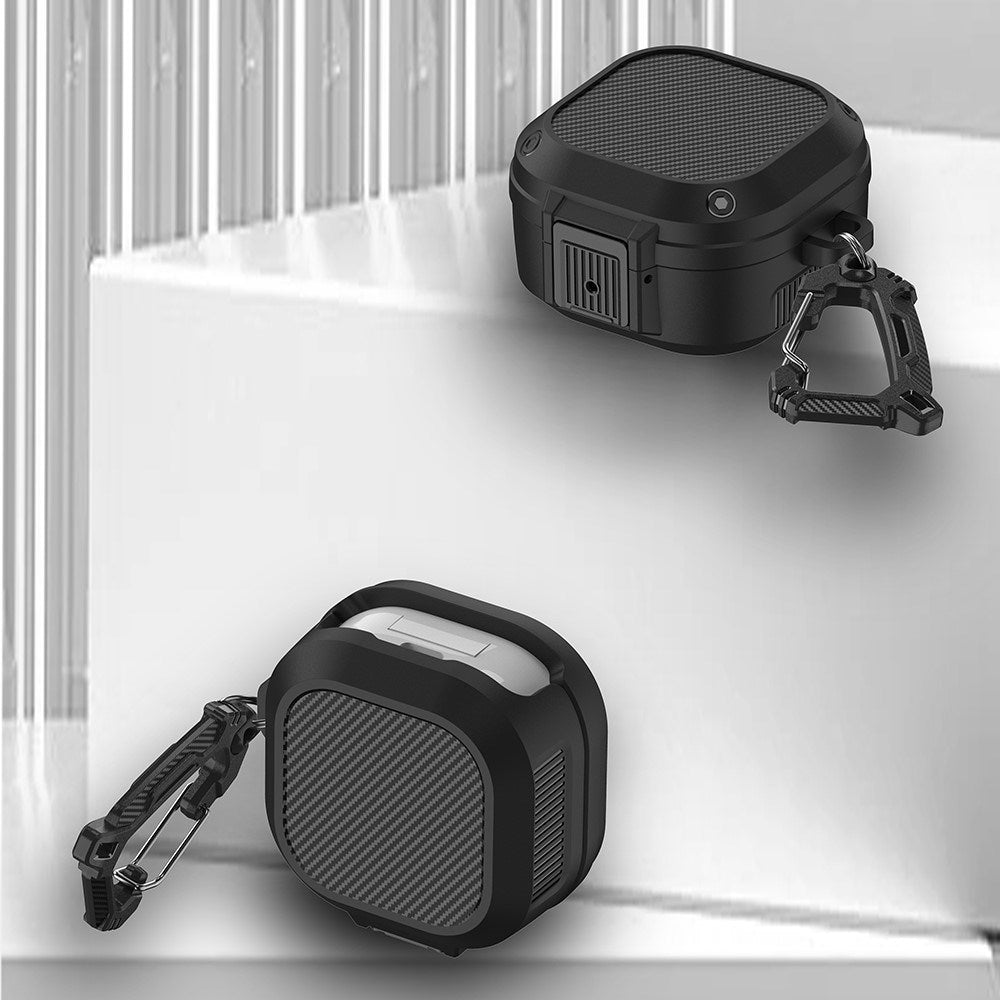 Samsung Galaxy Buds2 / Buds2 Pro / Buds Pro / Buds Live Hybrid Plast Deksel m. Karabinkrok - Grønn