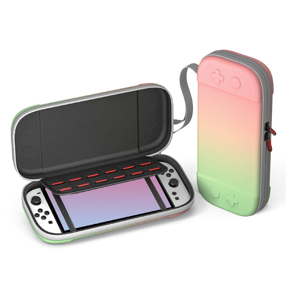 Nintendo Switch 2 Nylon Oppbevaringsveske m. Stropp - Grøn / Rosa