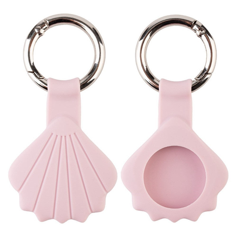 Apple AirTag Silikon Deksel med 3D-Design & Nøkkelring – Rosa Skjell