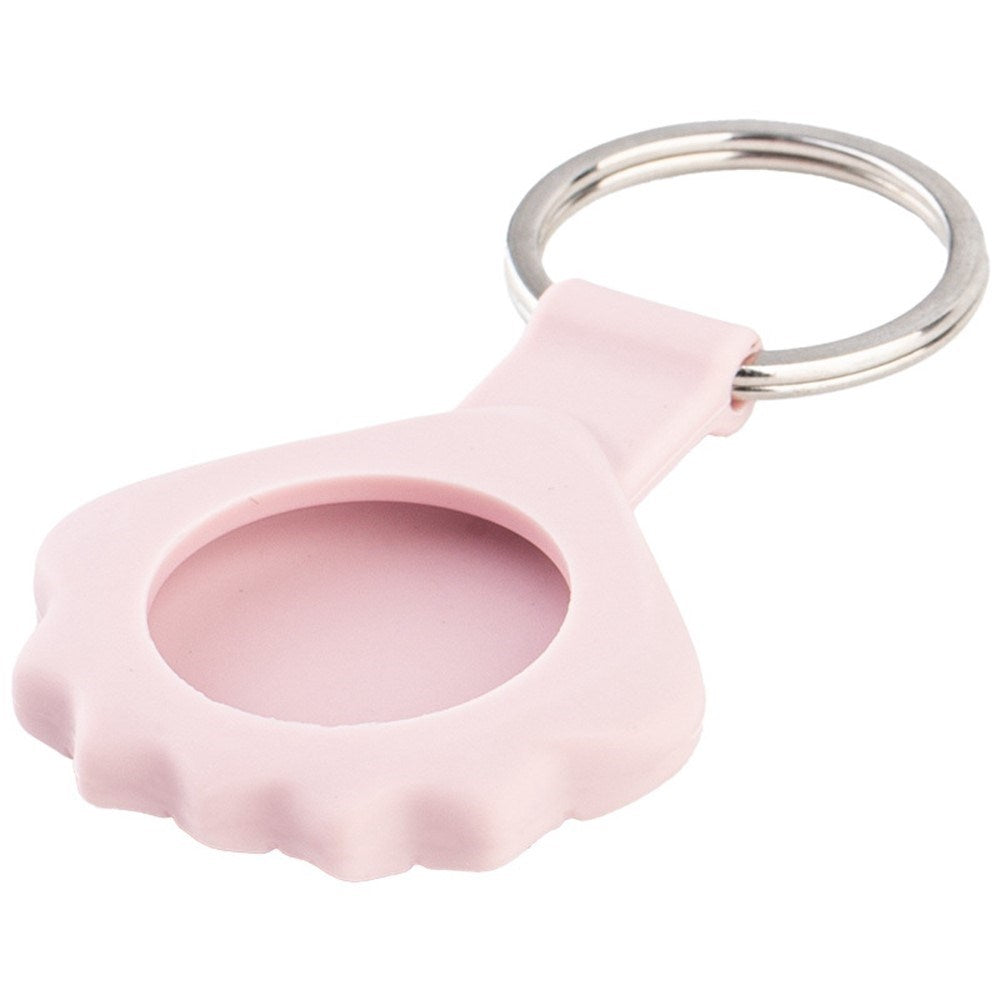 Apple AirTag Silikon Deksel med 3D-Design & Nøkkelring – Rosa Skjell