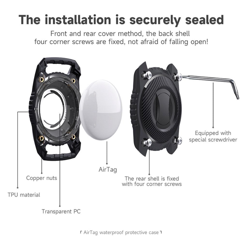 AirTag Vanntett Fleksibelt Plast Deksel - Svart