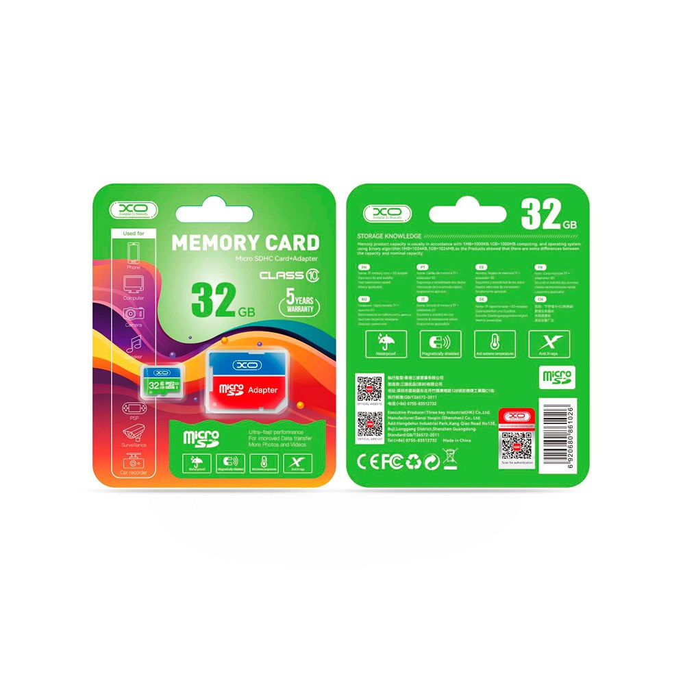 XO microSD Minnekort m. Adapter 32GB
