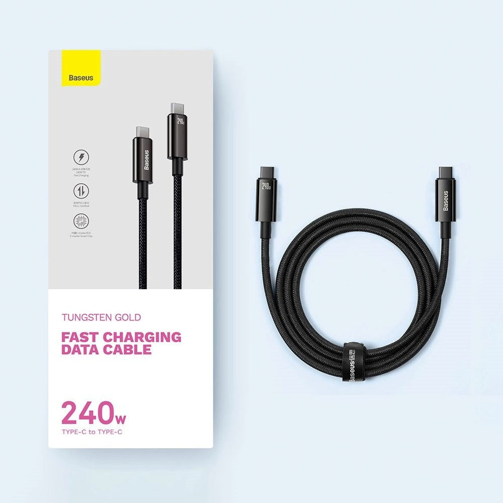Baseus 240W USB-C til USB-C Kabel 480 Mb/s - 3 m - Svart