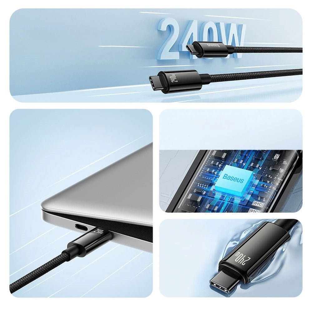 Baseus 240W USB-C til USB-C Kabel 480 Mb/s - 3 m - Svart