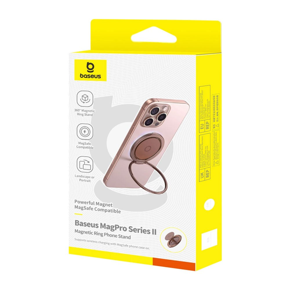 Baseus MagPro II Ring Holder til Mobil m. Støttefunksjon - MagSafe Kompatibel - Rose Gold