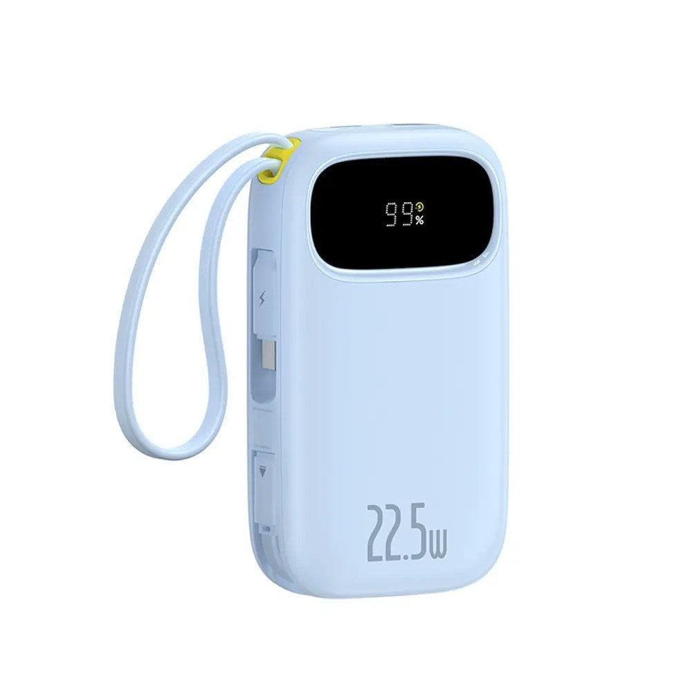 Baseus EnerFill 20 000 mAh Powerbank 22,5 W med Innebygd USB-C- & Lightning-Kabel - Blå