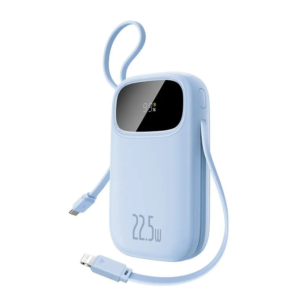 Baseus EnerFill 20 000 mAh Powerbank 22,5 W med Innebygd USB-C- & Lightning-Kabel - Blå