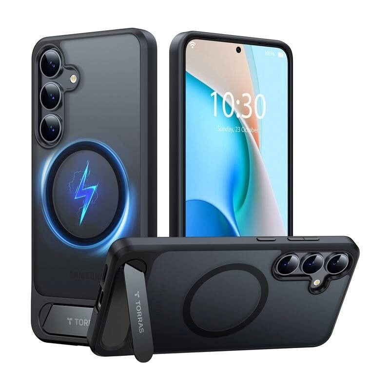 TORRAS Samsung Galaxy S25 Pstand Hybrid Deksel m. Ståfunksjon - MagSafe Kompatibel - Svart