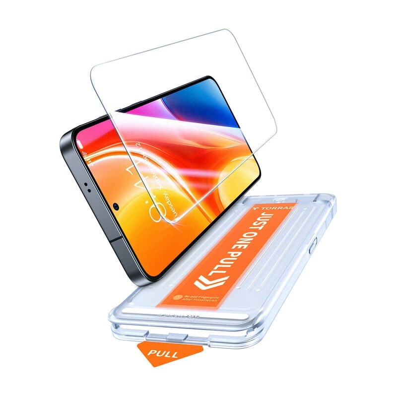 TORRAS Samsung Galaxy S25 Install Master Skjermbeskytter i Herdet Glass - Gjennomsiktig