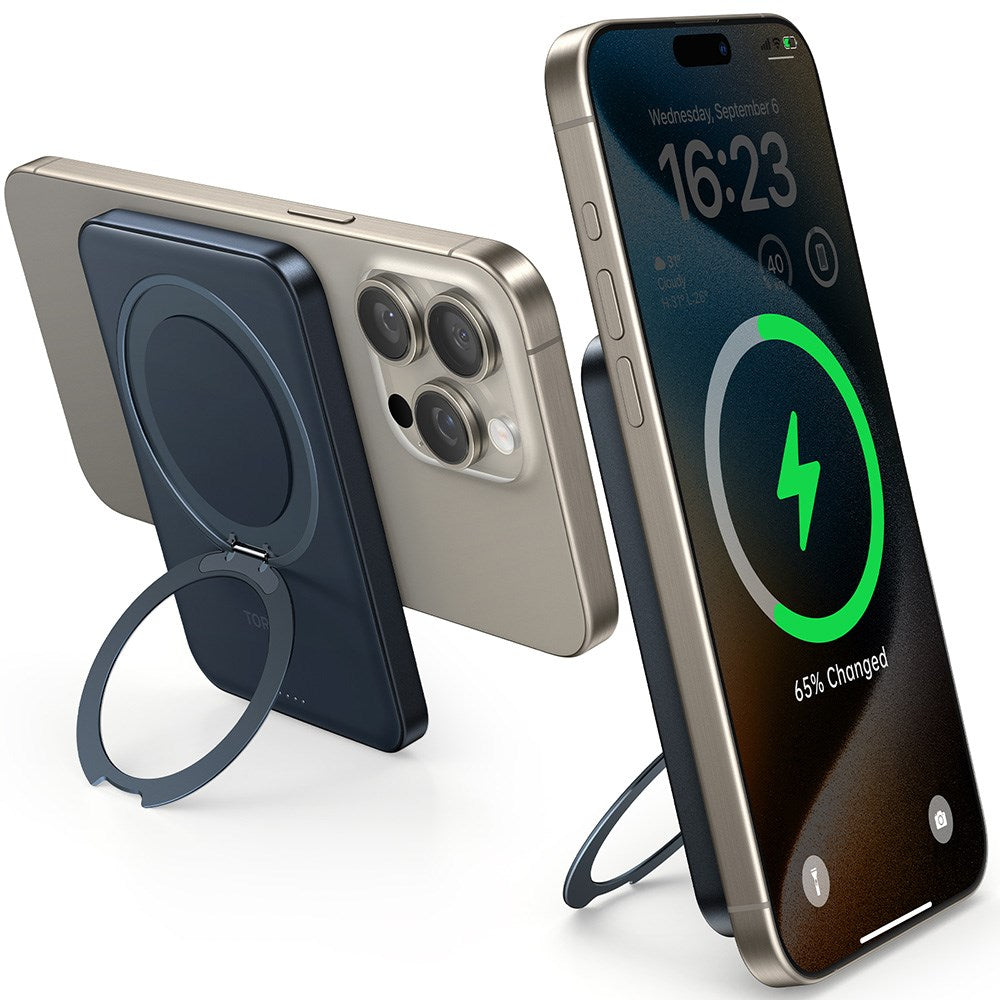 TORRAS Magnetisk 15W Powerbank 5 000 mAh med Kickstand - Svart