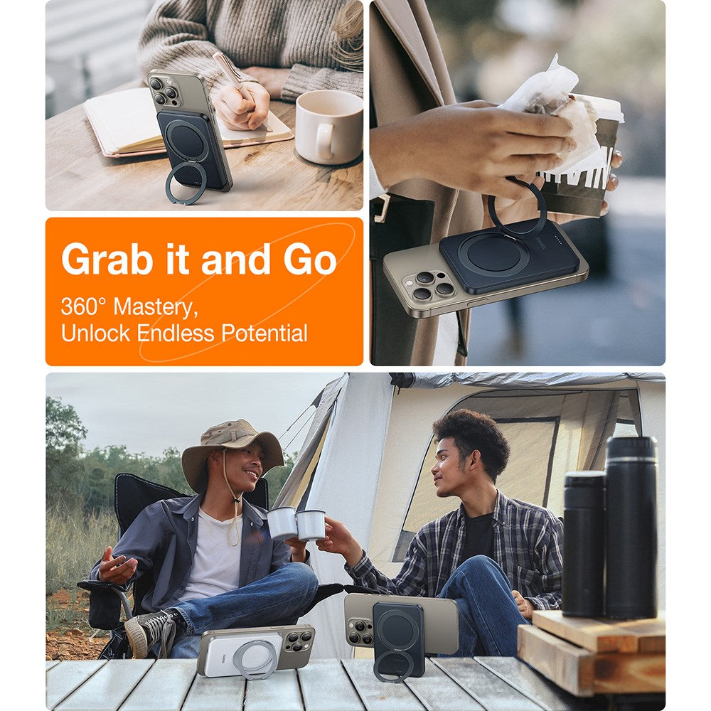 TORRAS Magnetisk 15W Powerbank 5 000 mAh med Kickstand - Svart