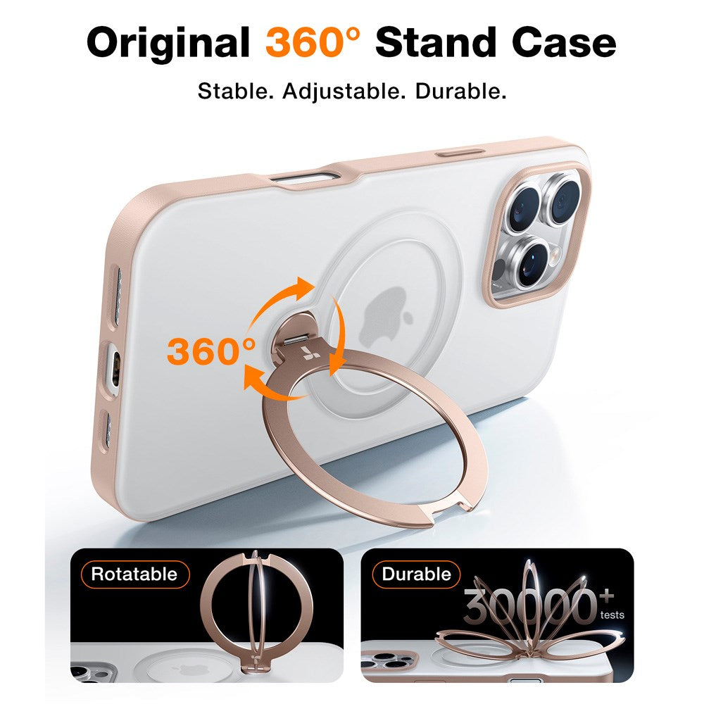 TORRAS iPhone 16 Pro Hybrid Plast Deksel m. Ståfunksjon - MagSafe Kompatibel - Gull