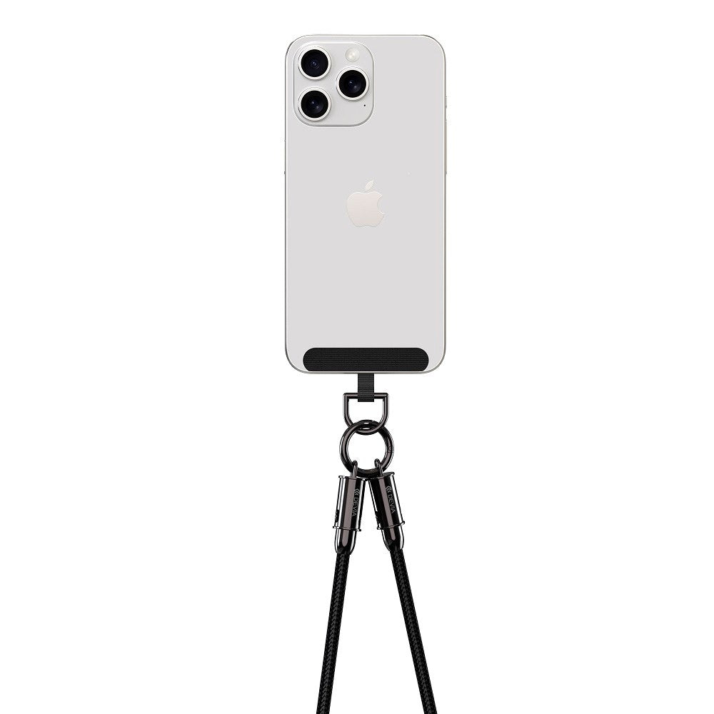 Devia 2-i-1 Mobilstropp & USB-C til USB-C Kabel - Svart