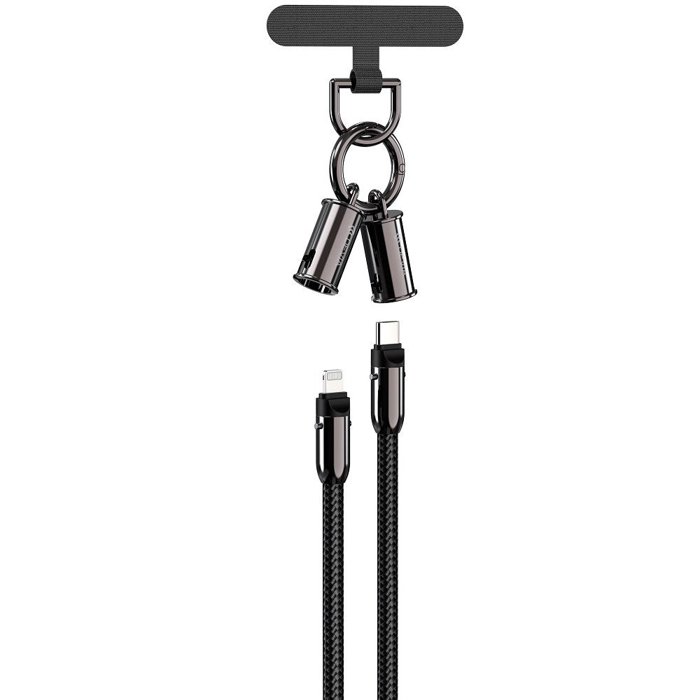 Devia 2-i-1 Mobilstropp & USB-C til Lightning Kabel - Svart