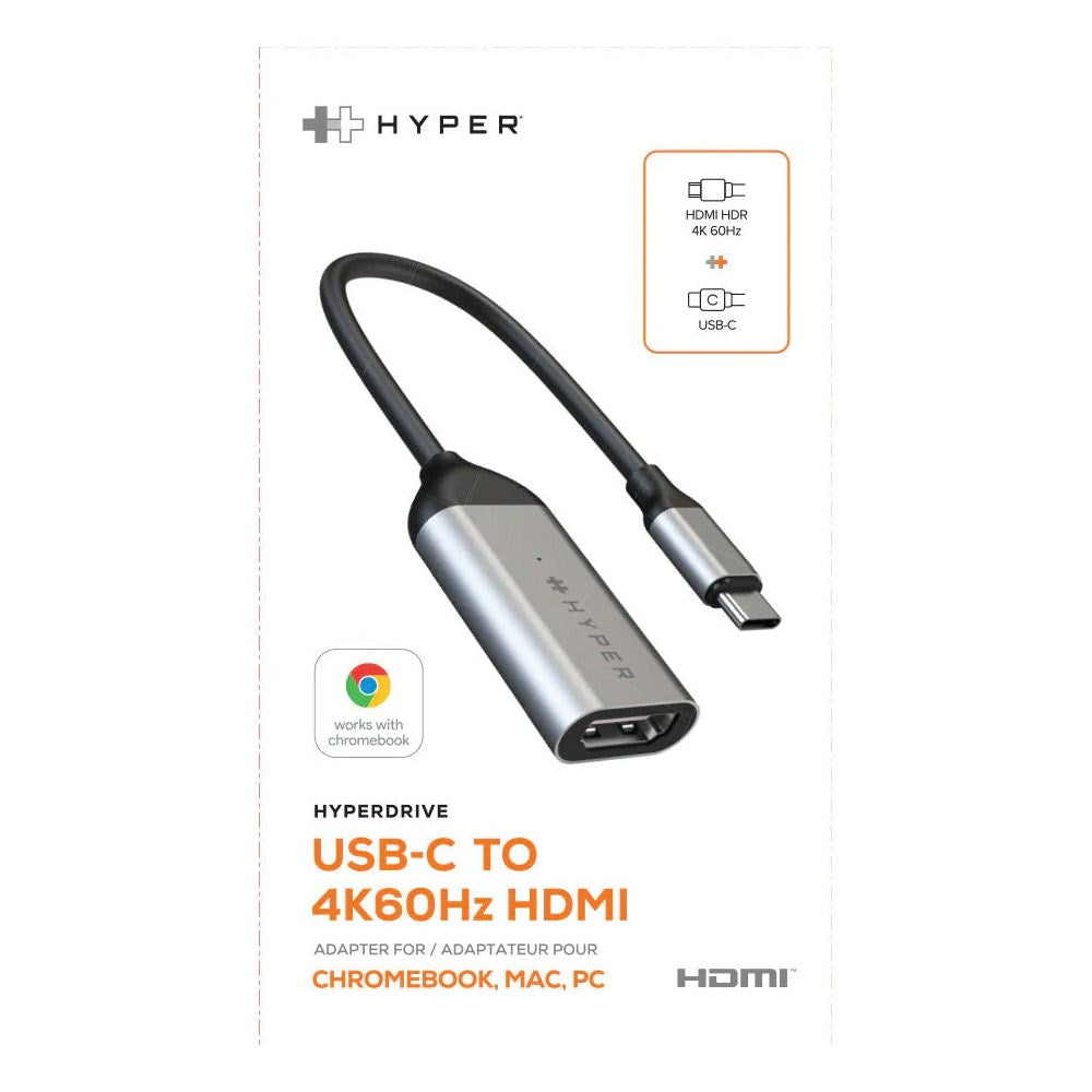 Hyper HyperDrive USB-C til HDMI-Adapter – Svart / Grå