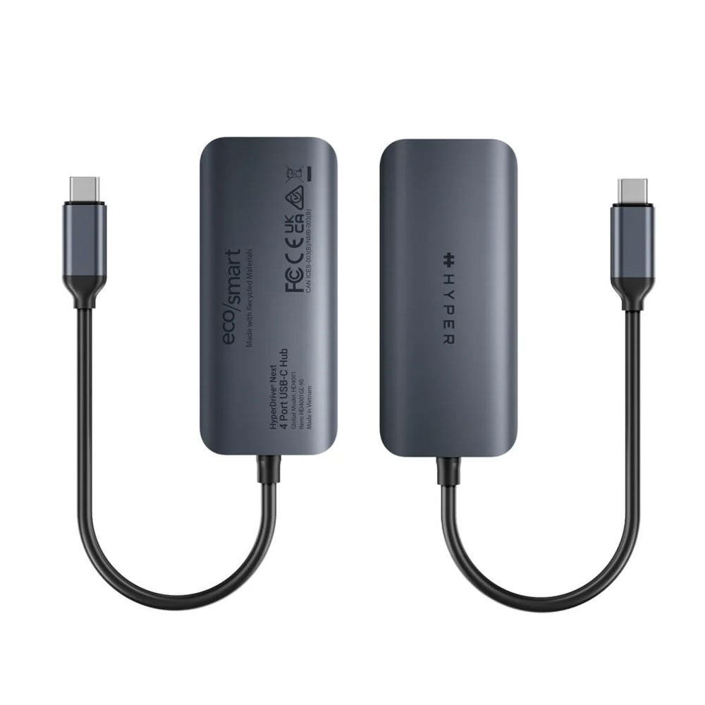 Hyper HyperDrive Ecosmart 6-i-1 USB-C-Hub med USB-A / USB-C / HDMI / Ethernet / SD-Kort – Grå