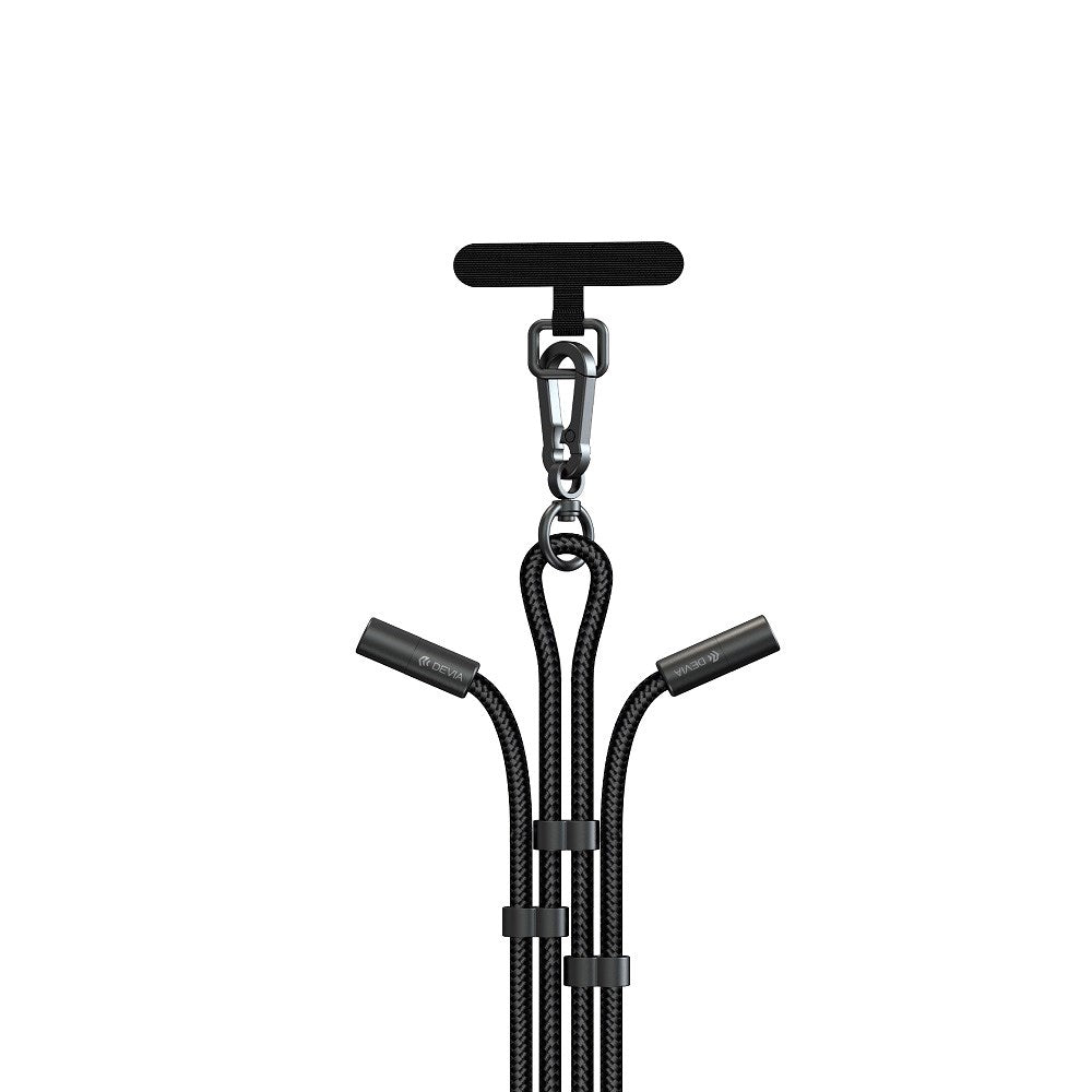 Devia 2-i-1 Regulerbar Mobilstropp & USB-C til USB-C Kabel - Svart