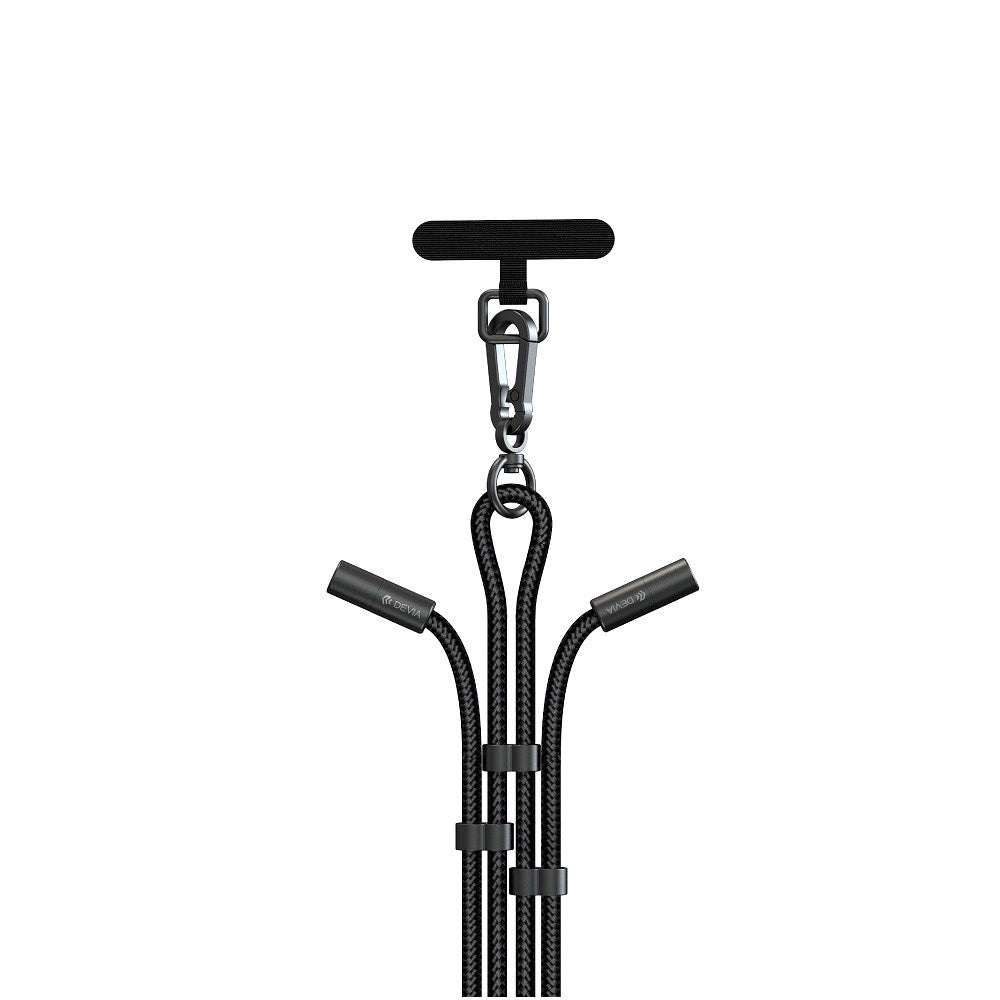 Devia 2-i-1 Regulerbar Mobilstropp & USB-C til Lightning Kabel - Svart