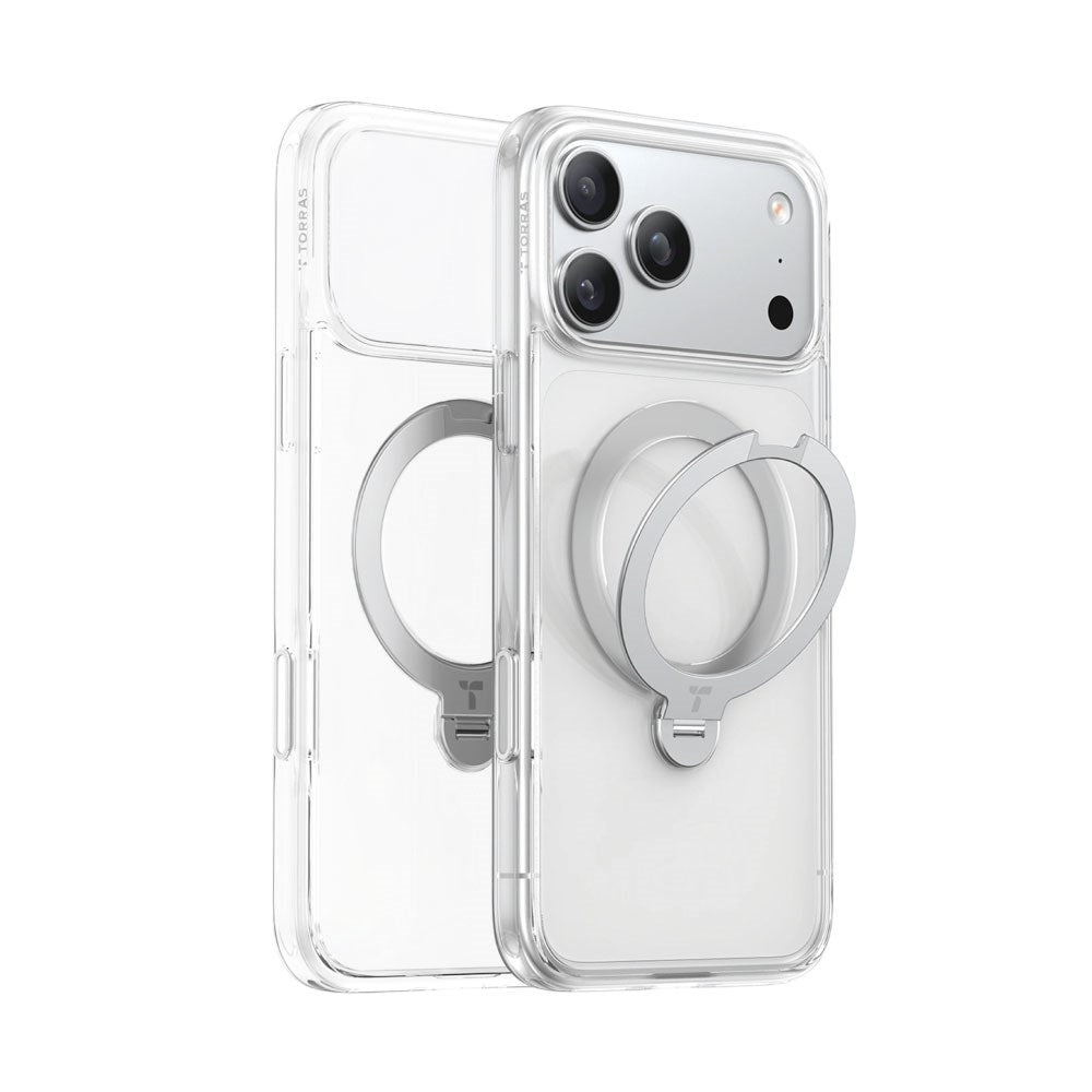 iPhone 18 Pro / 17 Pro TORRAS Ostand Q3 Spin Deksel - MagSafe Kompatibel - Gjennomsiktig